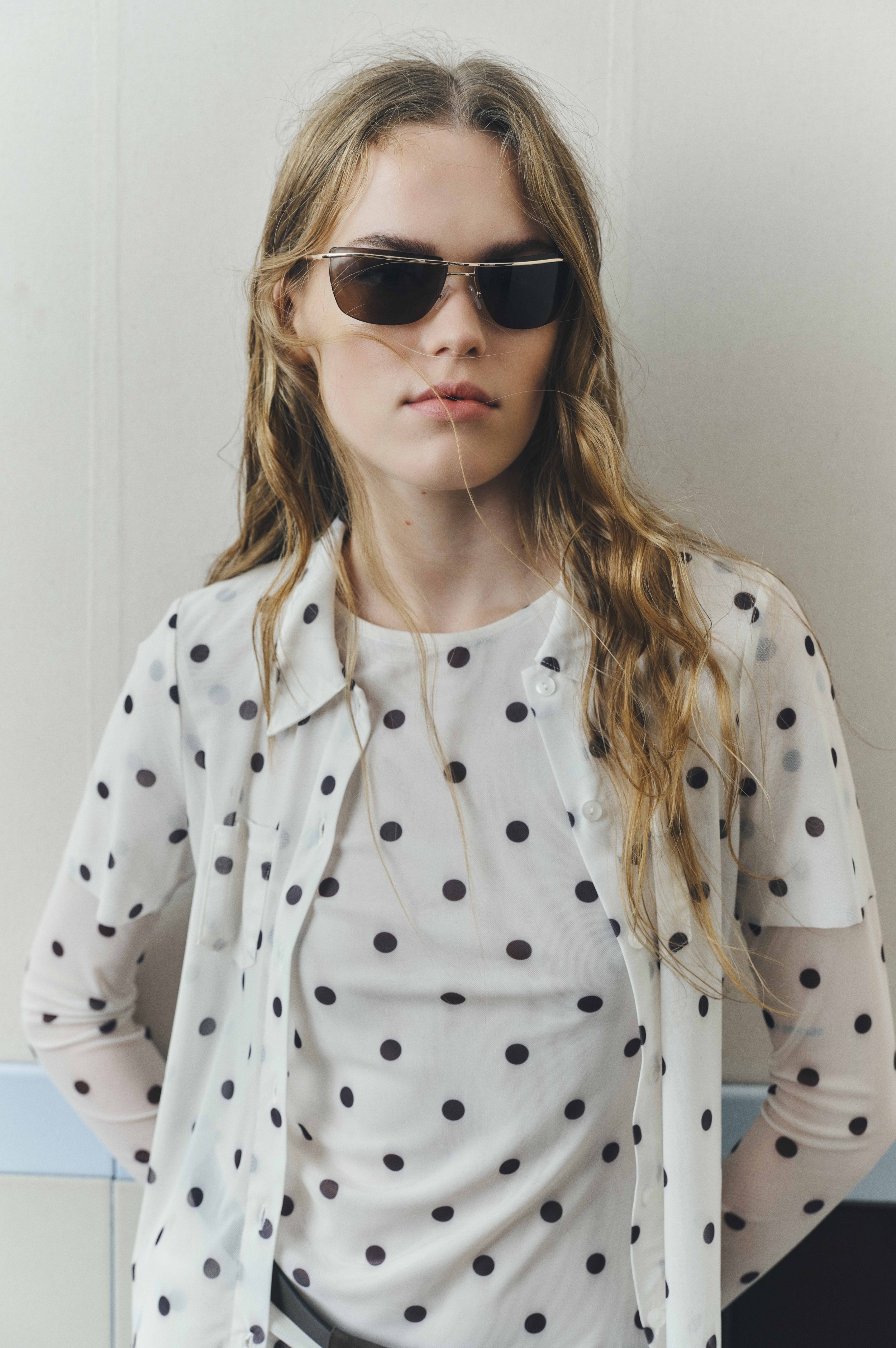 JODIE BLOUSE | Egret Creme Dot